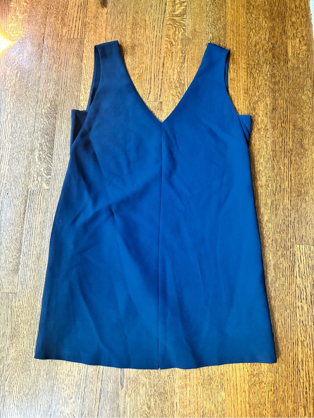 Lafayette 148 New York Deep Navy V-Neck Mini Shift Dress